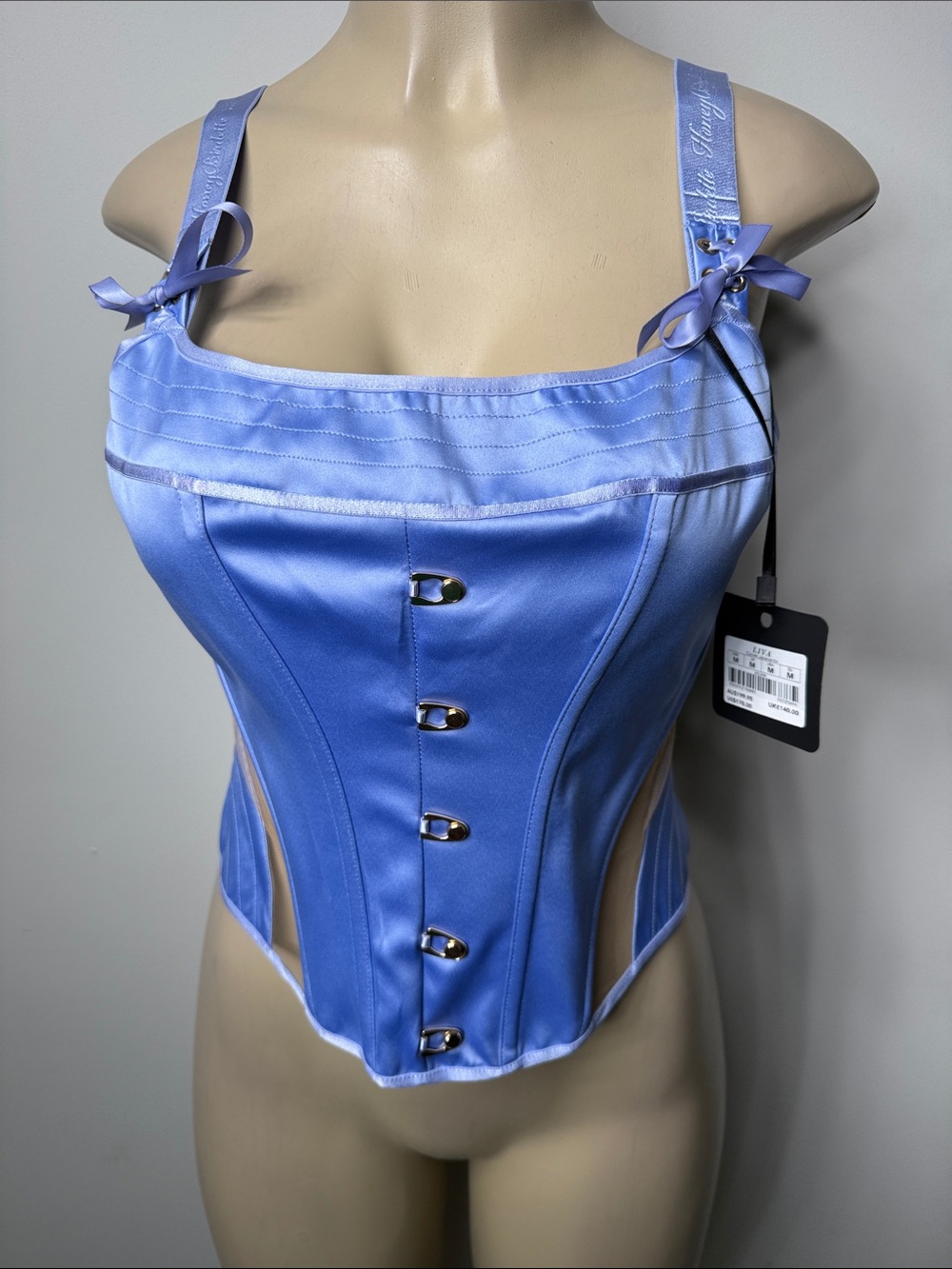 Honey Birdette Liva blue Satin Corset Top